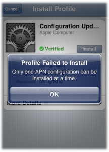 APN Configuration Installation Error