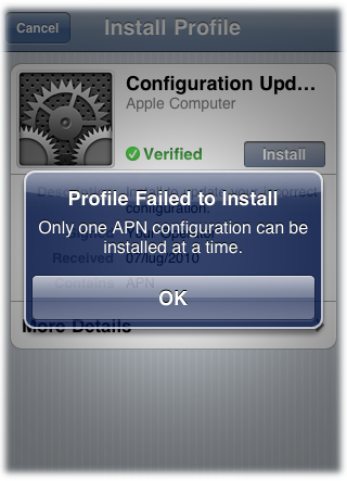 APN Configuration Installation Error